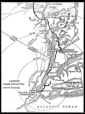 Map of Southern Section of New York City Water Supply System. From J.R. Smith's "Human Geography," Book I. Copyright, 1924, The John C. Winston Company