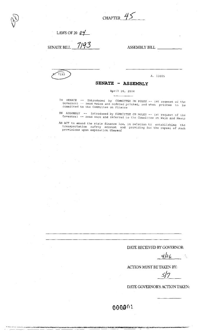 NYS Bill and Veto Jackets: 2004, Chapter 45