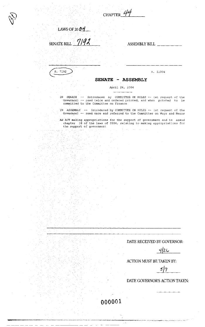 NYS Bill and Veto Jackets: 2004, Chapter 44