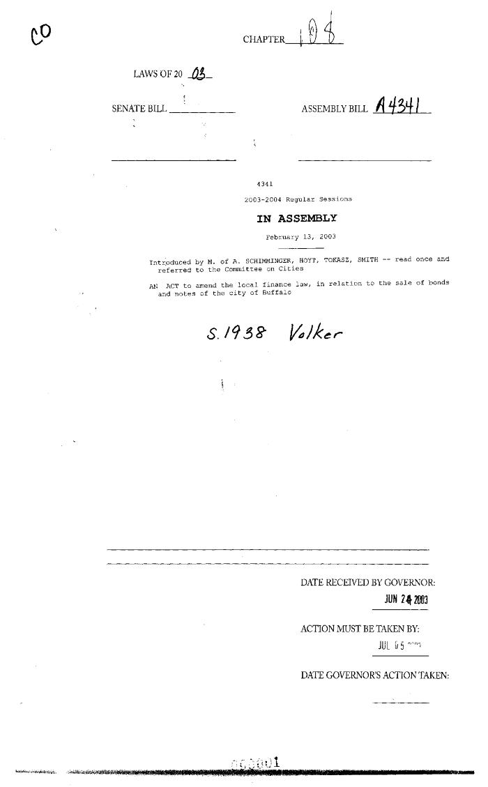 NYS Bill and Veto Jackets: 2003, Chapter 108