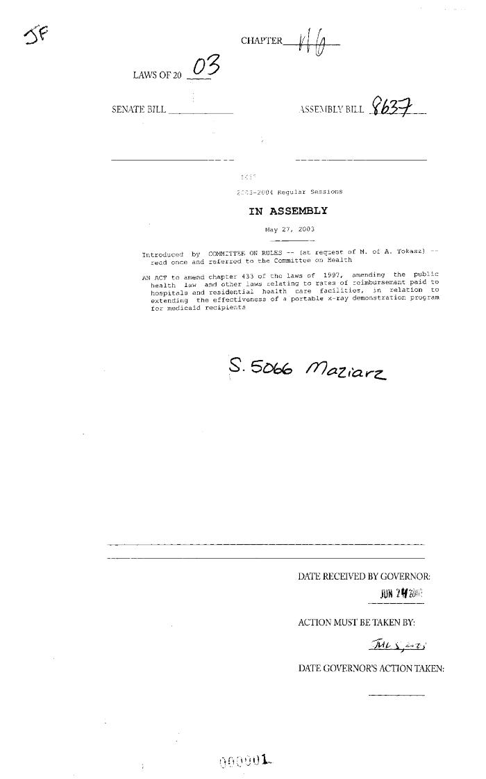 NYS Bill and Veto Jackets: 2003, Chapter 116