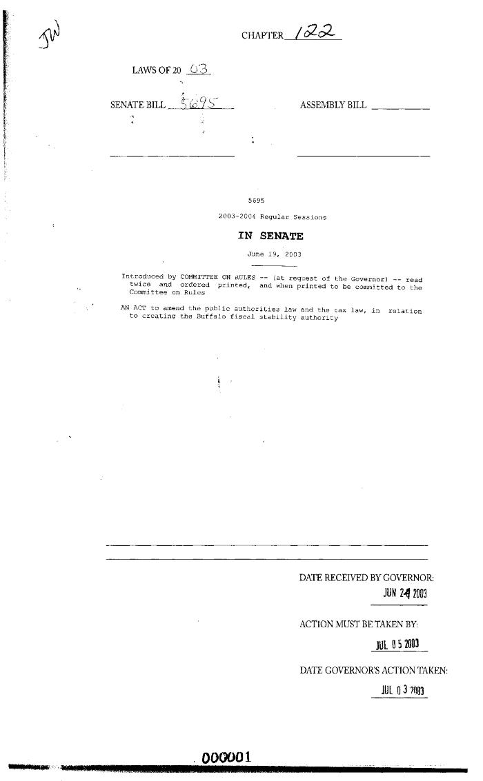 NYS Bill and Veto Jackets: 2003, Chapter 122