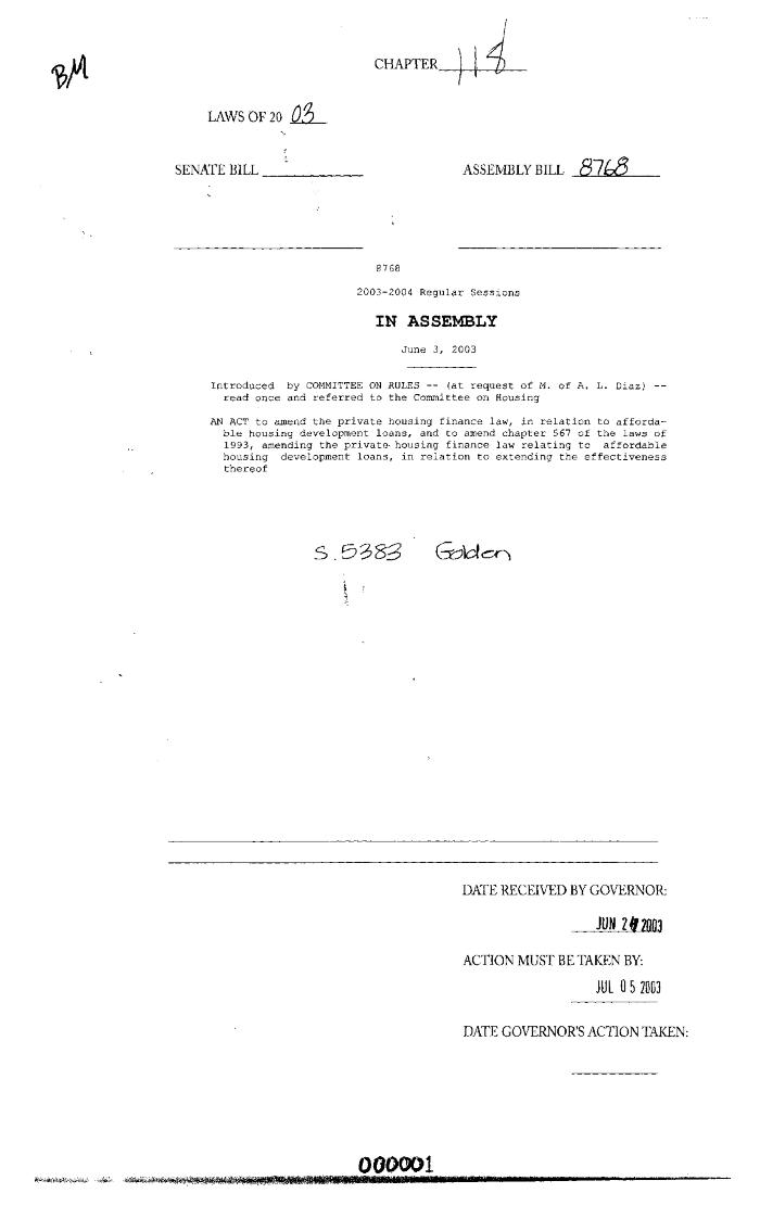 NYS Bill and Veto Jackets: 2003, Chapter 118