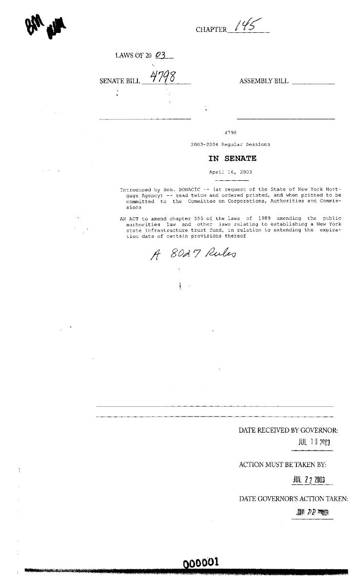 NYS Bill and Veto Jackets: 2003, Chapter 145