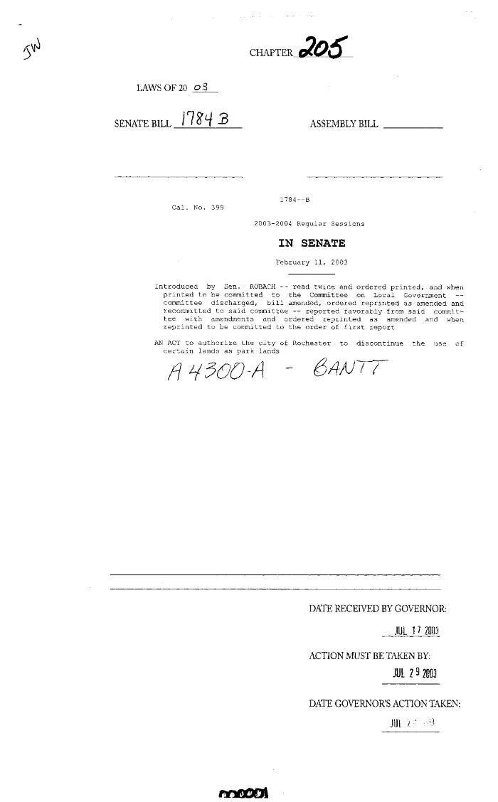 NYS Bill and Veto Jackets: 2003, Chapter 205