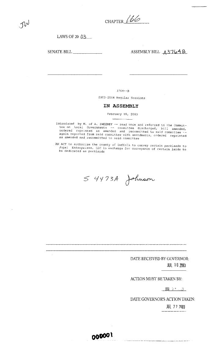 NYS Bill and Veto Jackets: 2003, Chapter 166