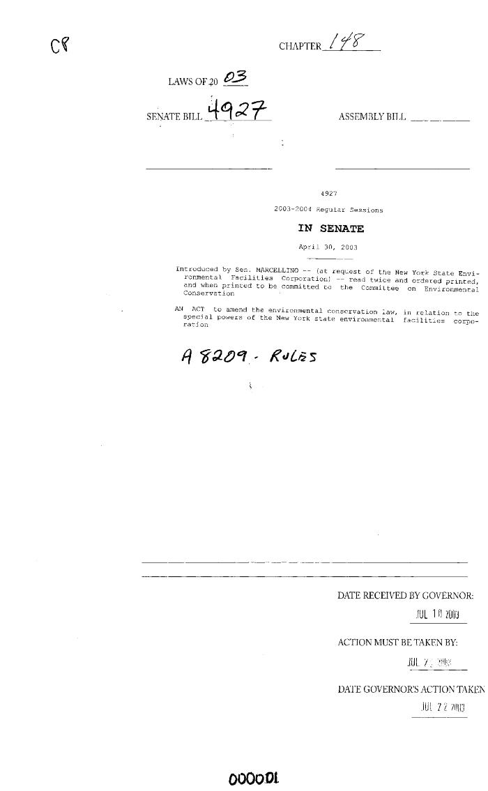 NYS Bill and Veto Jackets: 2003, Chapter 148
