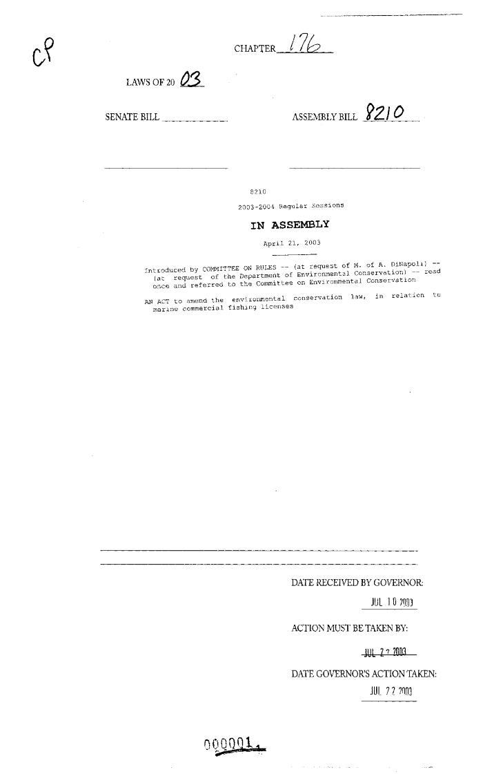 NYS Bill and Veto Jackets: 2003, Chapter 176