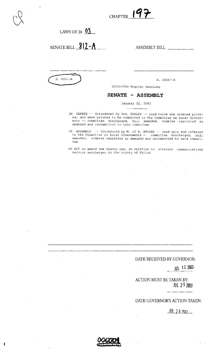 NYS Bill and Veto Jackets: 2003, Chapter 197