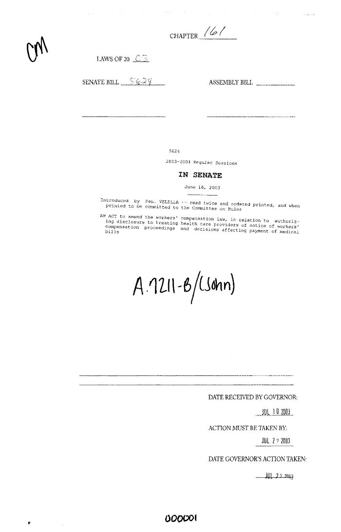 NYS Bill and Veto Jackets: 2003, Chapter 161