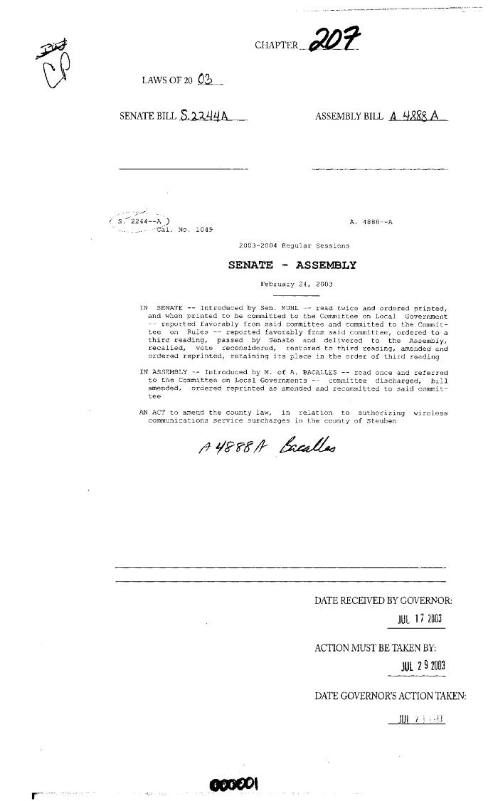 NYS Bill and Veto Jackets: 2003, Chapter 207