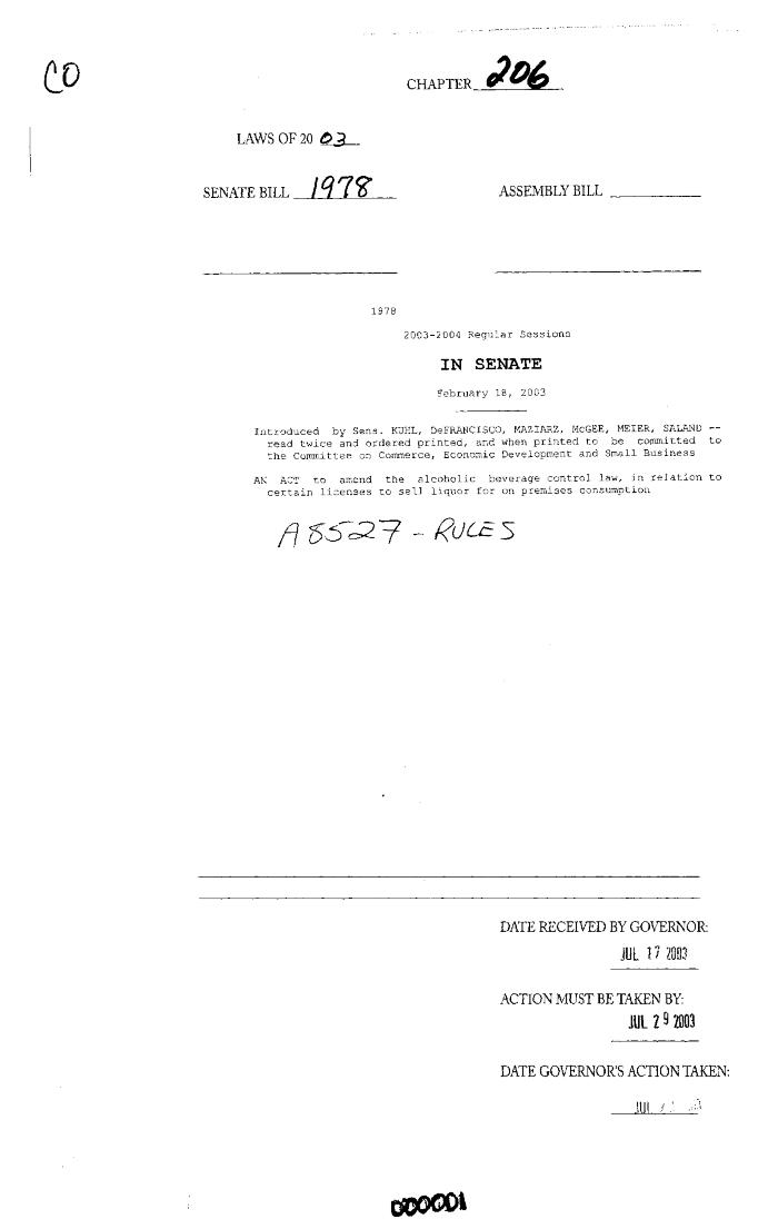 NYS Bill and Veto Jackets: 2003, Chapter 206