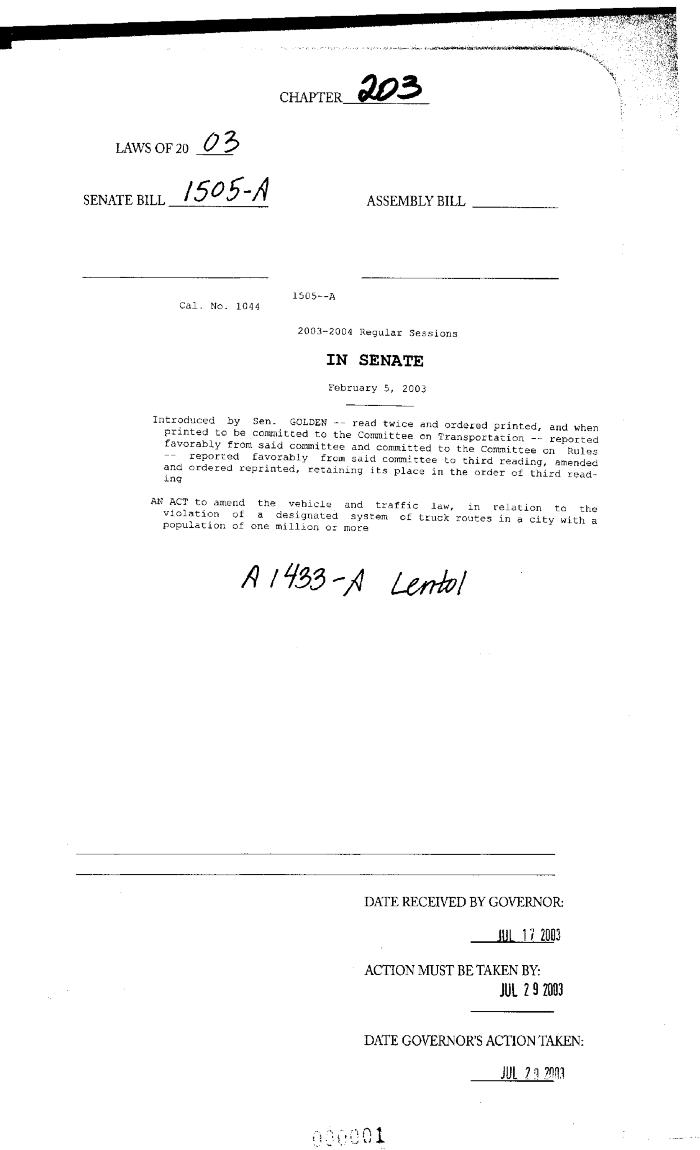 NYS Bill and Veto Jackets: 2003, Chapter 203