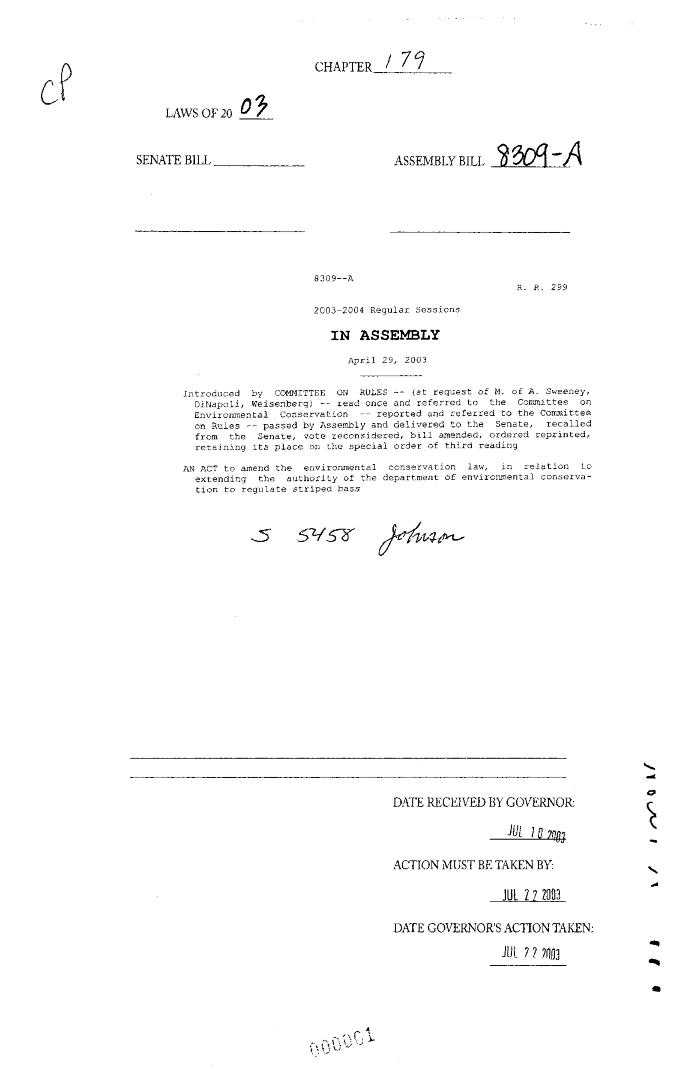 NYS Bill and Veto Jackets: 2003, Chapter 179