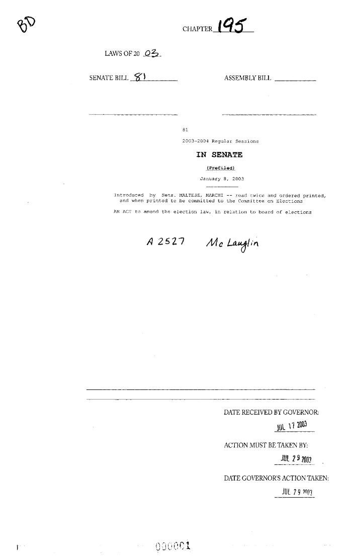 NYS Bill and Veto Jackets: 2003, Chapter 195