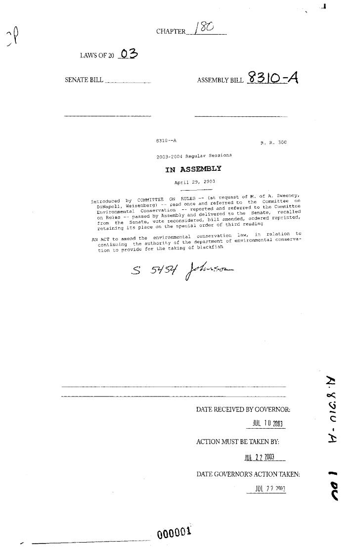 NYS Bill and Veto Jackets: 2003, Chapter 180