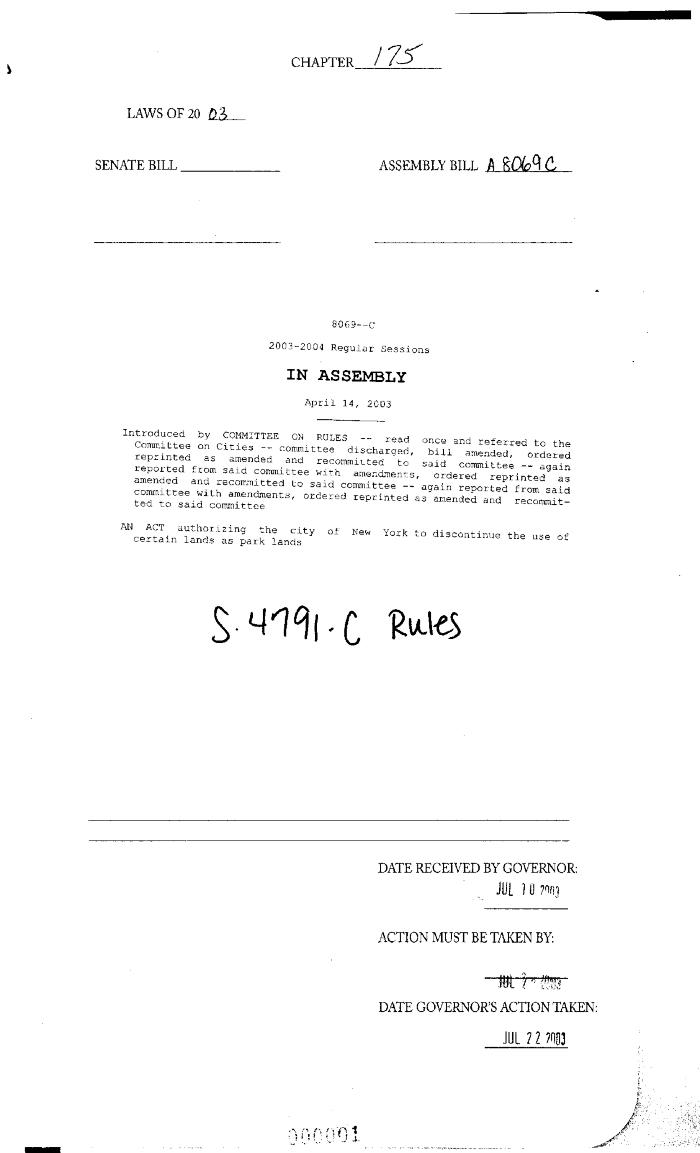NYS Bill and Veto Jackets: 2003, Chapter 175