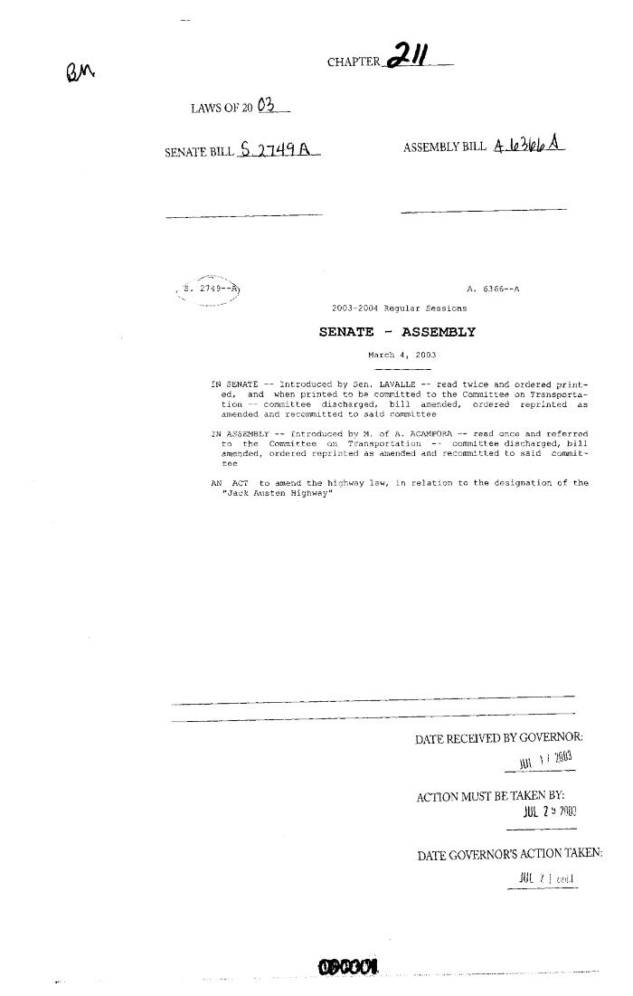 NYS Bill and Veto Jackets: 2003, Chapter 211