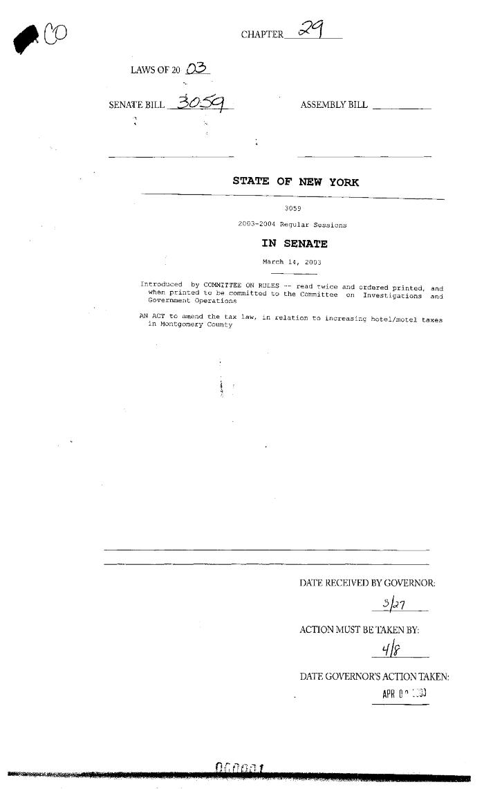 NYS Bill and Veto Jackets: 2003, Chapter 29