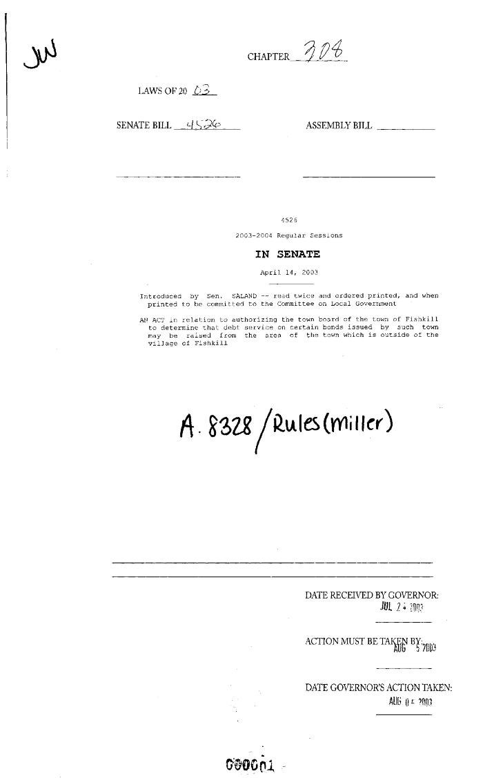 NYS Bill and Veto Jackets: 2003, Chapter 308