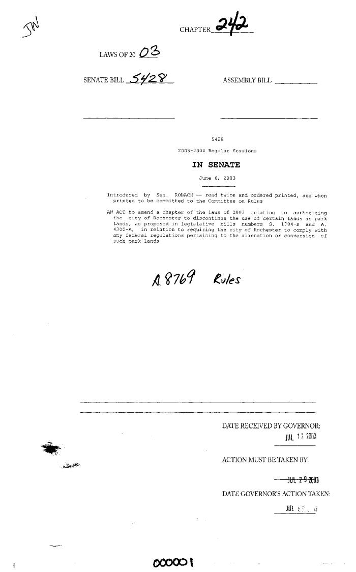 NYS Bill and Veto Jackets: 2003, Chapter 242