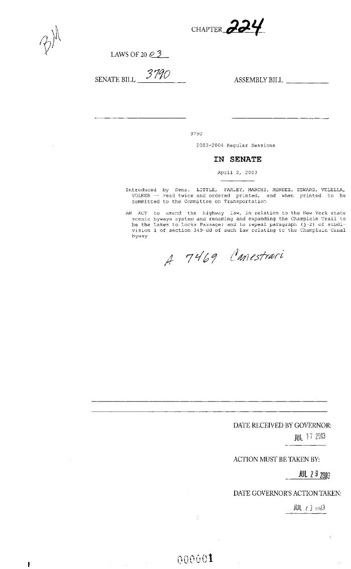 NYS Bill and Veto Jackets: 2003, Chapter 224