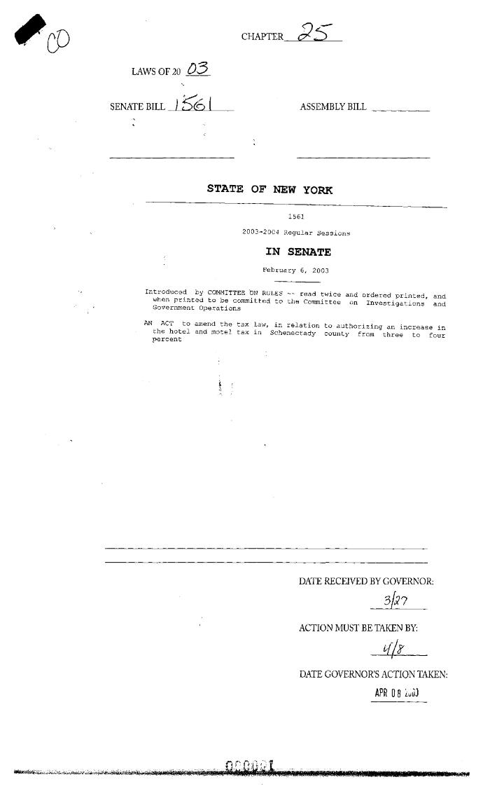 NYS Bill and Veto Jackets: 2003, Chapter 25