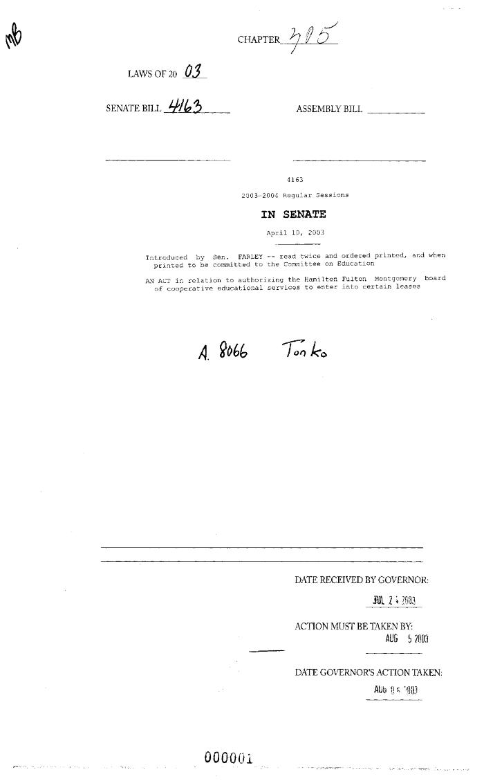 NYS Bill and Veto Jackets: 2003, Chapter 305