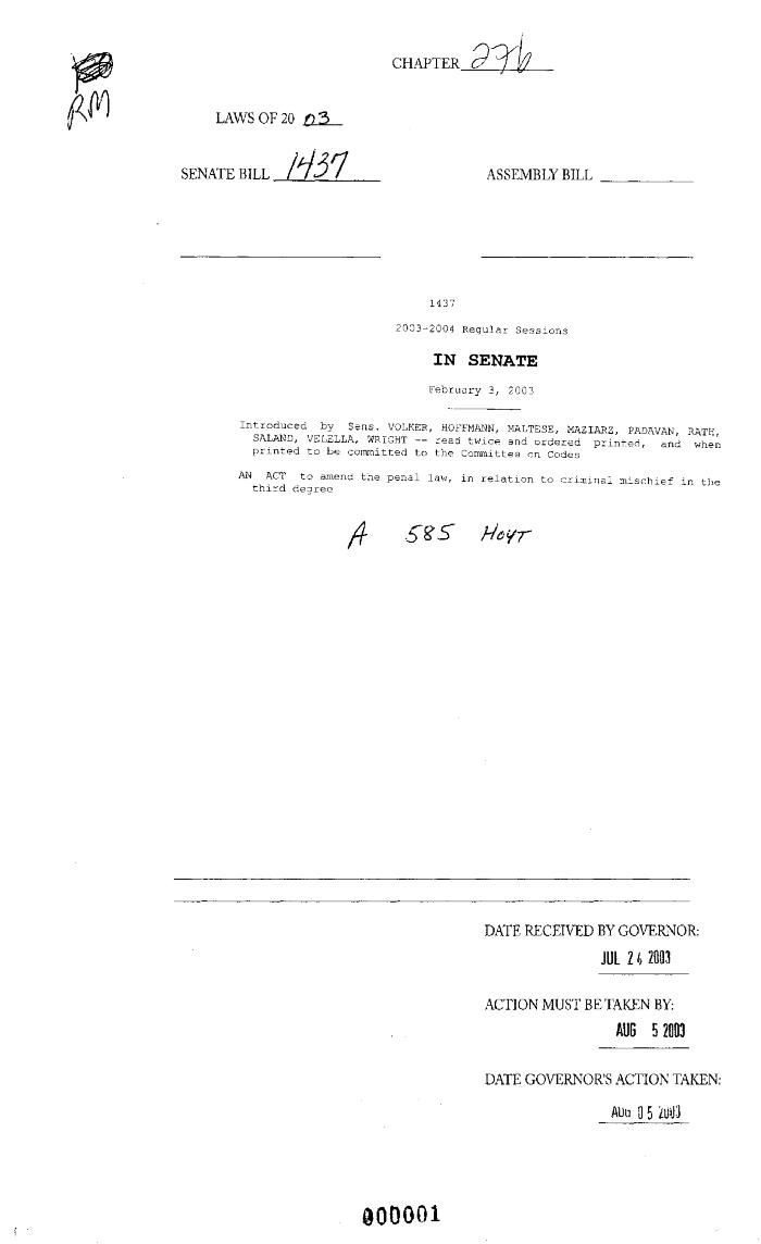 NYS Bill and Veto Jackets: 2003, Chapter 276