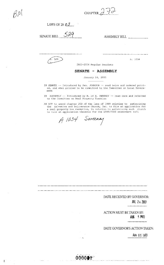 NYS Bill and Veto Jackets: 2003, Chapter 272
