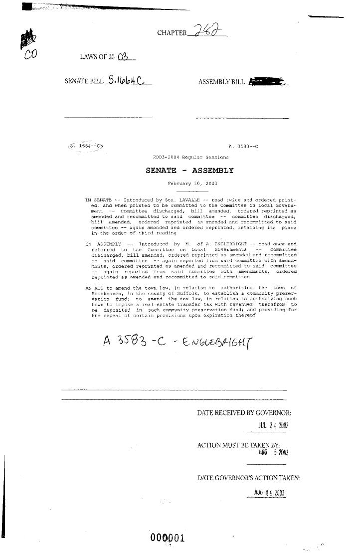 NYS Bill and Veto Jackets: 2003, Chapter 282