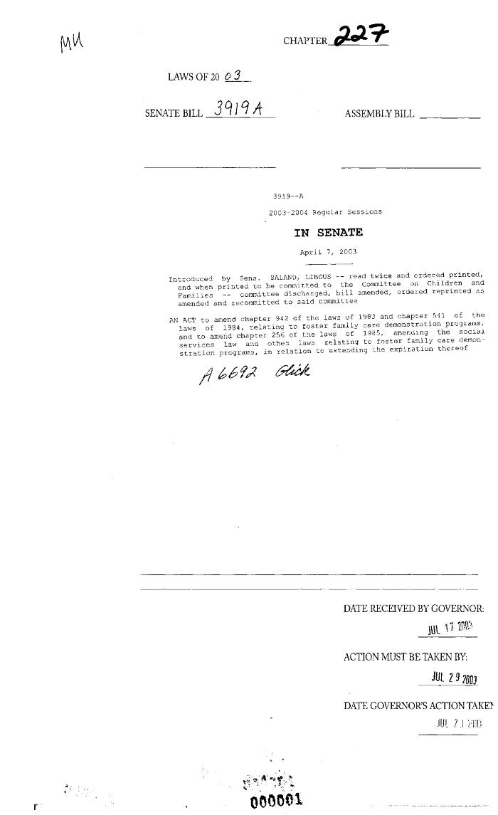 NYS Bill and Veto Jackets: 2003, Chapter 227