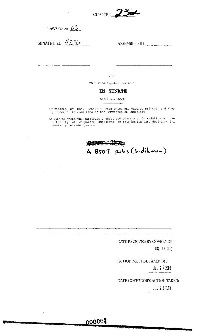 NYS Bill and Veto Jackets: 2003, Chapter 232
