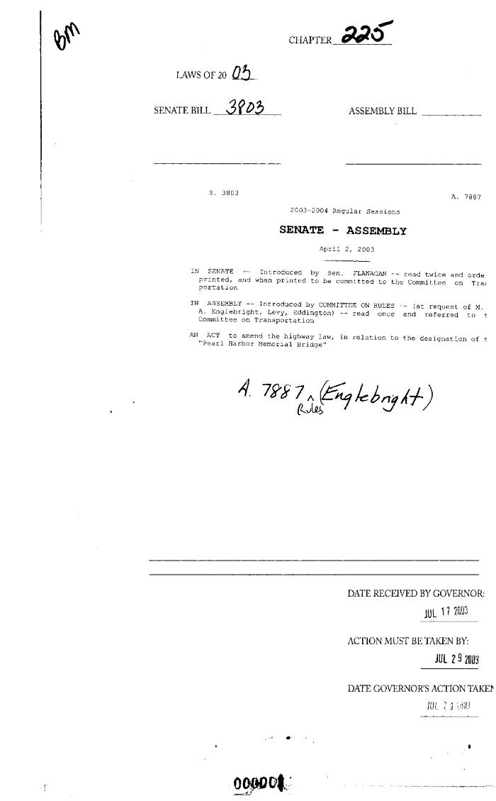 NYS Bill and Veto Jackets: 2003, Chapter 225