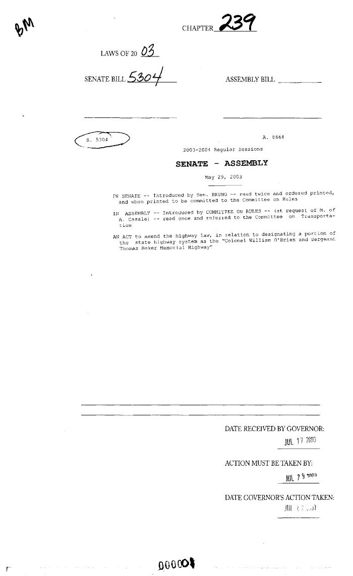 NYS Bill and Veto Jackets: 2003, Chapter 239