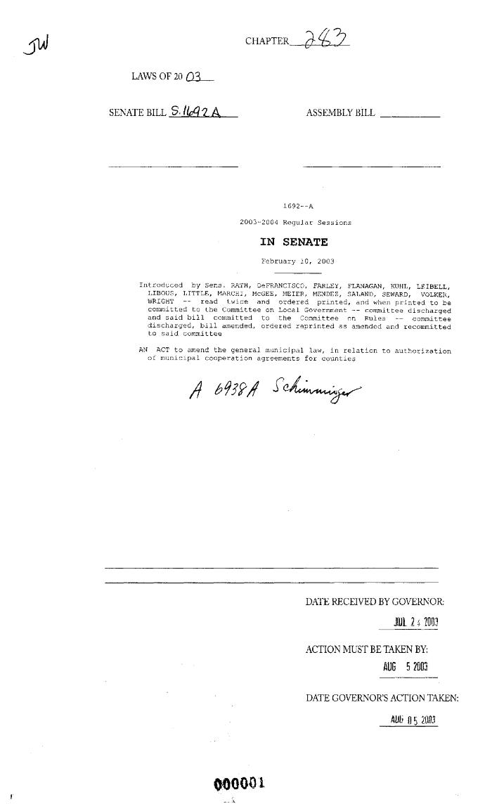 NYS Bill and Veto Jackets: 2003, Chapter 283