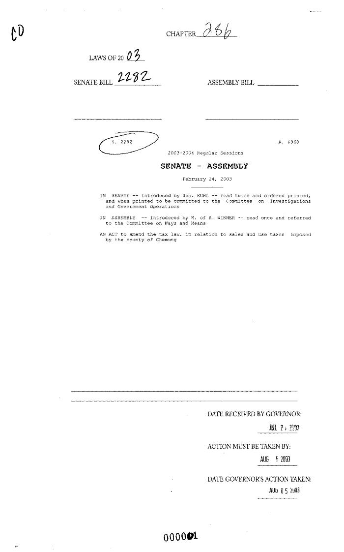 NYS Bill and Veto Jackets: 2003, Chapter 286