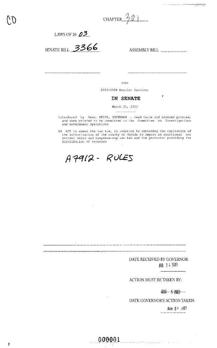 NYS Bill and Veto Jackets: 2003, Chapter 301