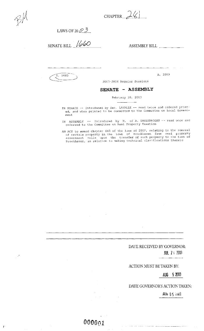 NYS Bill and Veto Jackets: 2003, Chapter 281