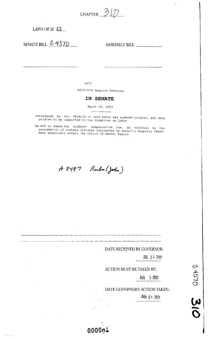 NYS Bill and Veto Jackets: 2003, Chapter 310