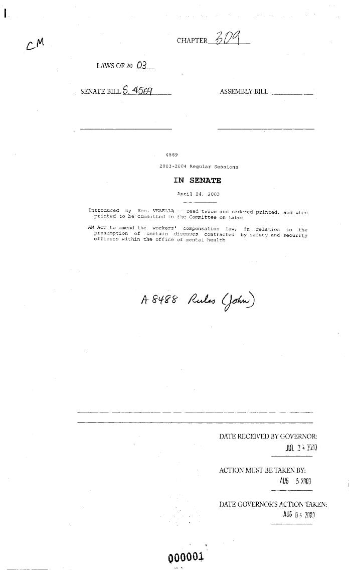 NYS Bill and Veto Jackets: 2003, Chapter 309