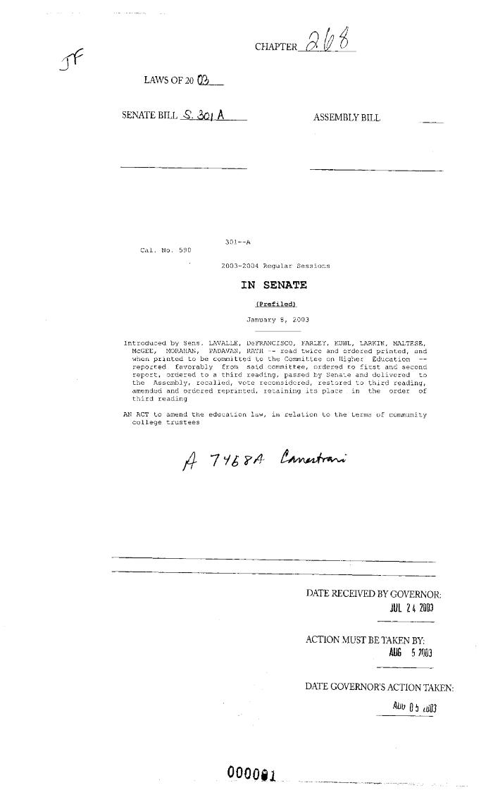 NYS Bill and Veto Jackets: 2003, Chapter 268