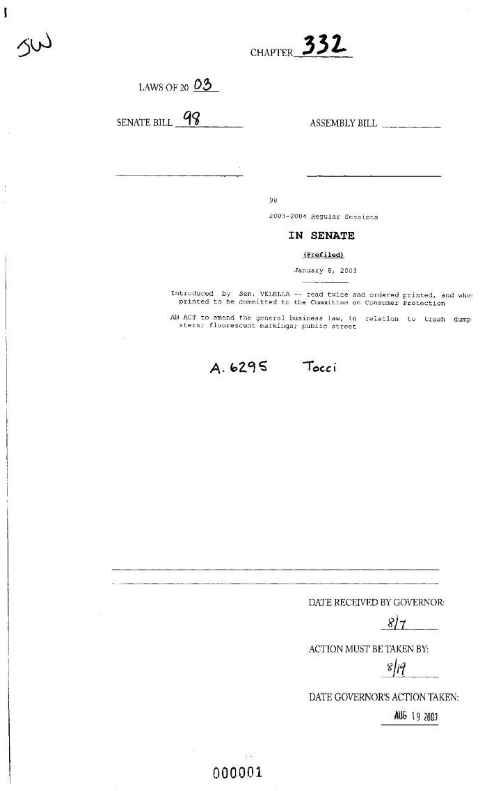 NYS Bill and Veto Jackets: 2003, Chapter 332