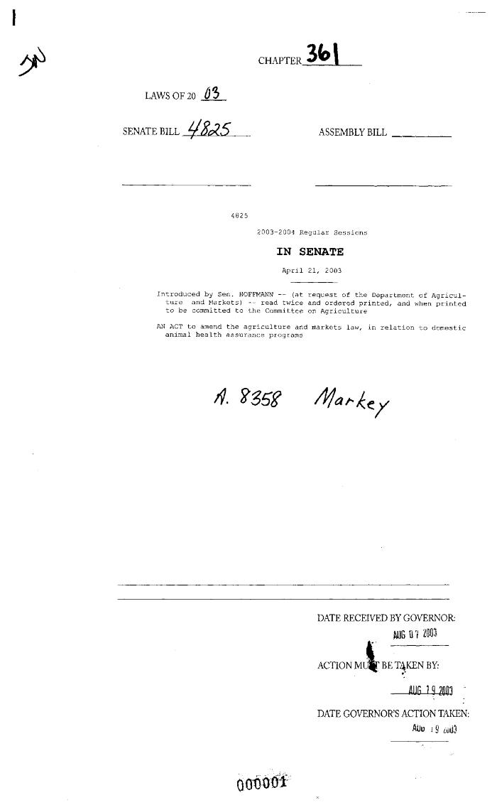 NYS Bill and Veto Jackets: 2003, Chapter 361