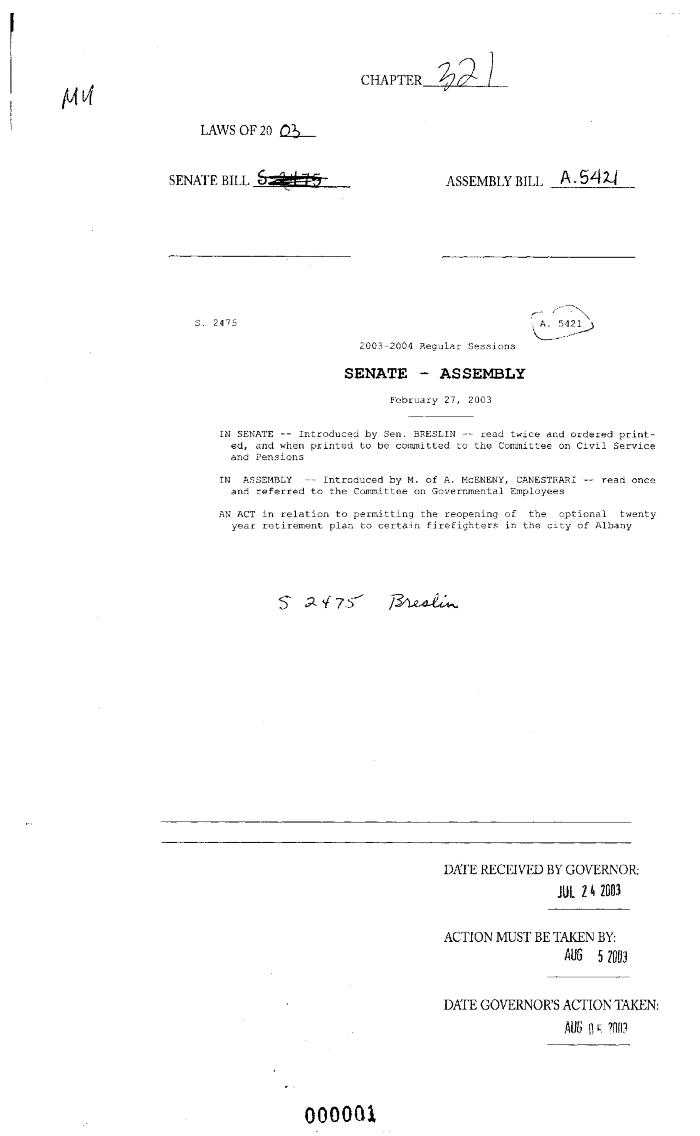NYS Bill and Veto Jackets: 2003, Chapter 321