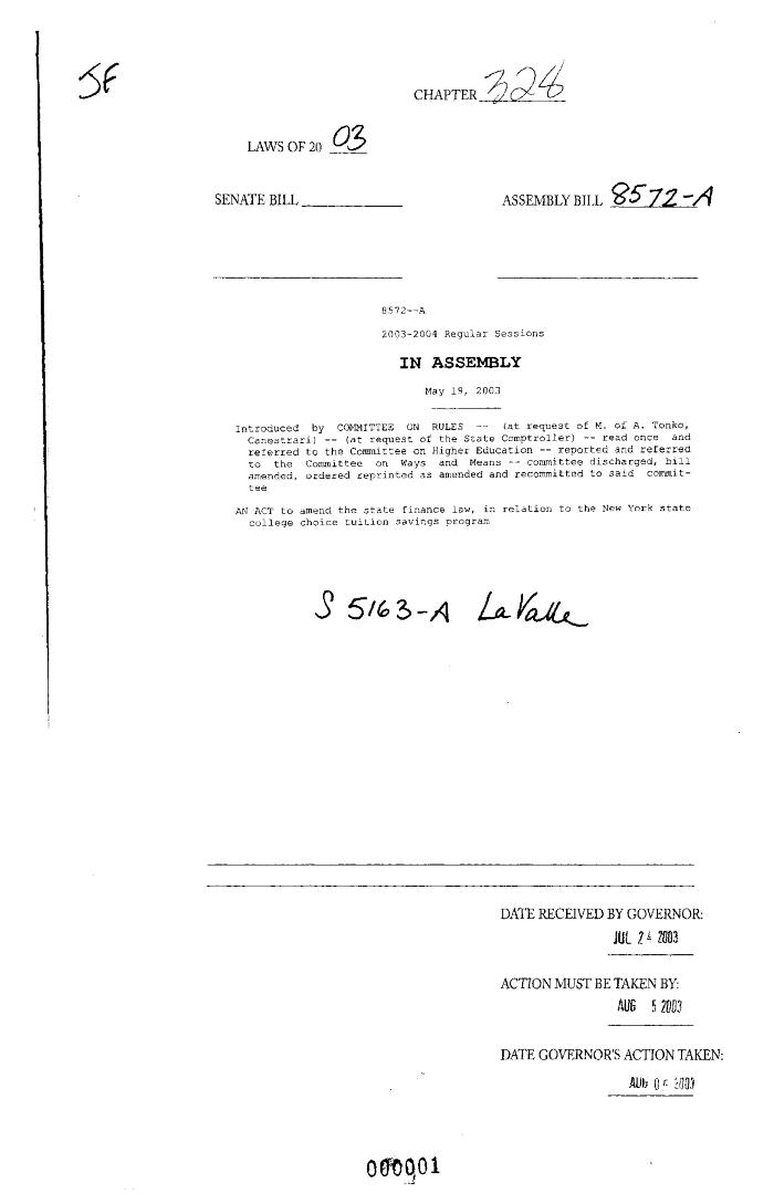 NYS Bill and Veto Jackets: 2003, Chapter 328