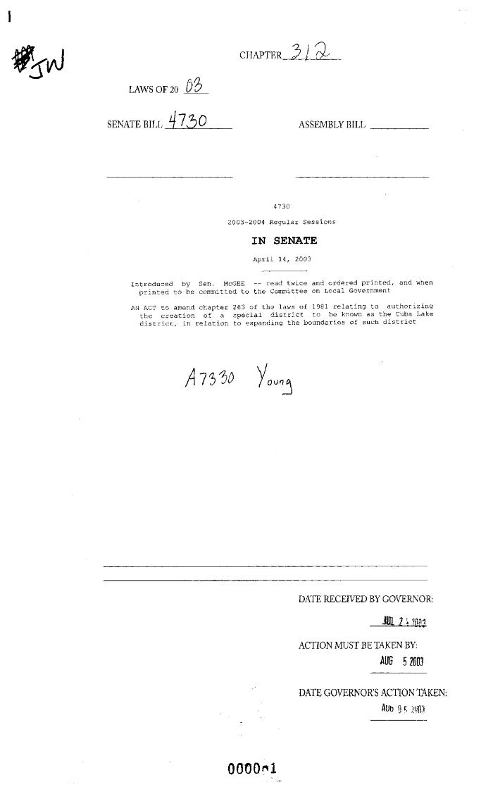 NYS Bill and Veto Jackets: 2003, Chapter 312