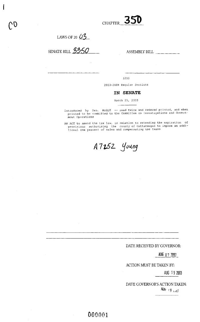 NYS Bill and Veto Jackets: 2003, Chapter 350