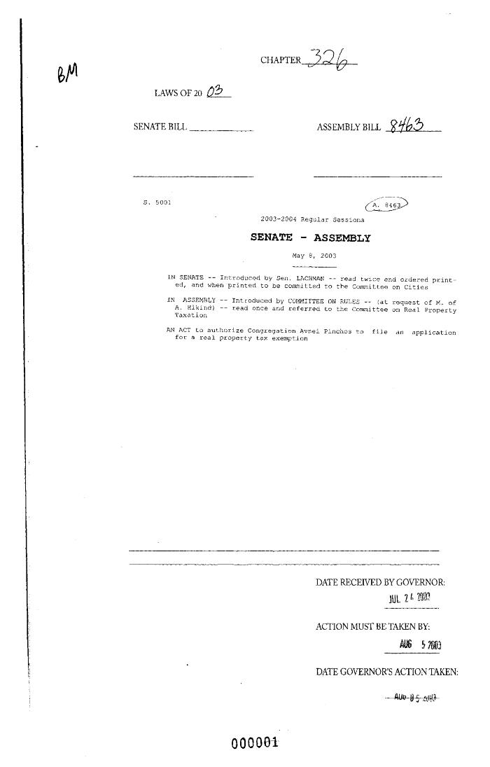 NYS Bill and Veto Jackets: 2003, Chapter 326