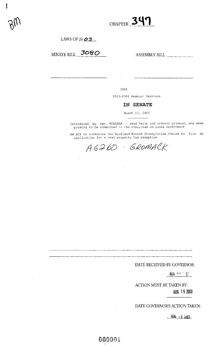 NYS Bill and Veto Jackets: 2003, Chapter 347
